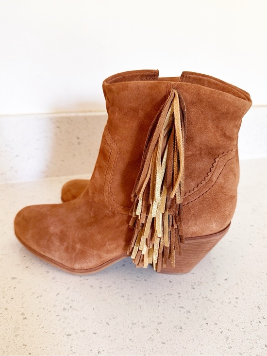 Sam Edelman Shoes - Sam Edelman Louie Saddle Suede Fringe Tassel Ankle Booties 10.5M Western Boho